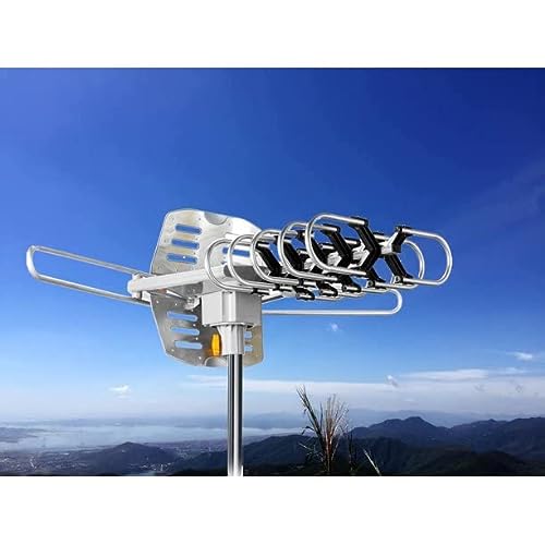 Book Cover 1PLUS HDTV Antenna Outdoor 150 Miles Range 360°Rotation Outdoor TV Antenna with Wireless Remote for Roof High Crystal Performance