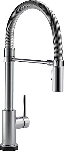 Book Cover Delta Faucet Trinsic Pro Commercial Style Kitchen Faucet, Kitchen Faucets with Pull Down Sprayer, Kitchen Sink Faucet, Faucet for Kitchen Sink with Magnetic Docking, Arctic Stainless 9659-AR-DST