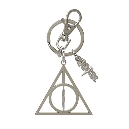 Book Cover Harry Potter Deathly Hallows Pewter Key Ring,Silver ,2