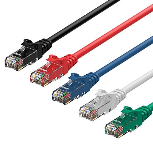 Book Cover Rankie RJ45 Cat6 Snagless Ethernet Patch Cable, 5-Pack, 1 Foot, 5-Color Combo