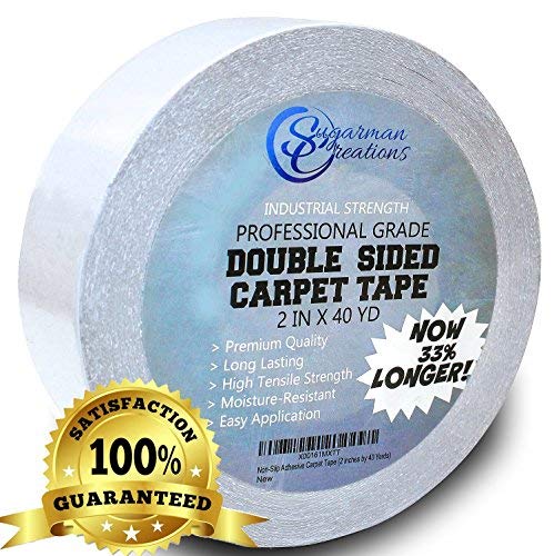 Book Cover Sugarman Creations Strongest Double Sided Carpet Tape-[2-Inch-by-40-Yard,120 feet!-2X More!]- 5 Stars Professional Grade,Industrial Strength,Heavy Duty Rug Tape.Top Rated Carpet Underlayment Adhesive