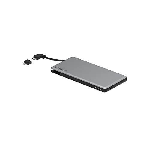 Book Cover mophie powerstation Plus Mini External Battery with Built in Cables for Smartphones and Tablets (4,000mAh) - Space Grey