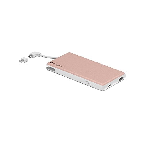 Book Cover mophie powerstation Plus External Battery with Built in Cables for Smartphones and Tablets (6,000mAh) - Rose Gold