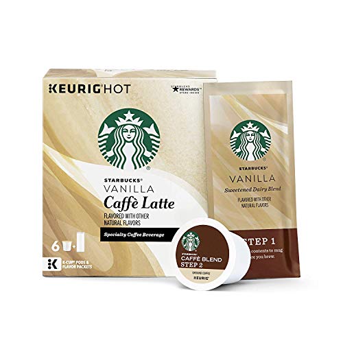 Book Cover Starbucks Medium Roast K-Cup Coffee Pods — Vanilla Caffè Latte for Keurig Brewers — 4 boxes (24 pods total), 6 Count (Pack of 4)