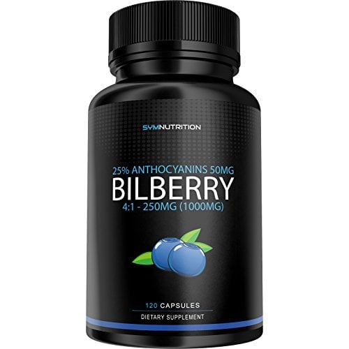Book Cover Bilberry Extract 1000mg, 25% Anthocyanins 50mg - 120 Count (V-Capsules); A European Blueberry Taken for its Ability to Support Healthy Vision, Memory & Cognition | Non-GMO & Gluten Free