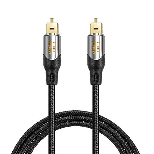 Book Cover Digital Optical Audio Cable,CableCreation 15FT Toslink Male SPDIF Cable with Nylon Braided Fiber Optic Cord for Home Theater, Sound Bar, TV, PS4, Xbox, VD/CD & More.Black & Sliver