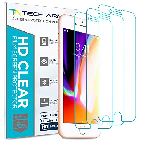 Book Cover Tech Armor HD Clear Film Screen Protector (Not Glass) for Apple iPhone 7, iPhone 8 (4.7-inch) [3-Pack]
