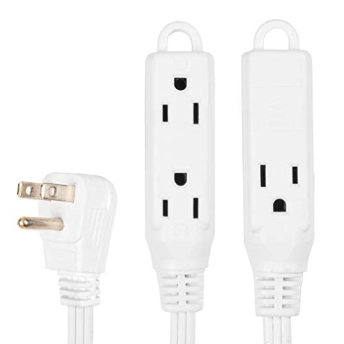 Book Cover 25 Ft White Extension Cord with 3 Electrical Power Outlet - 16/3 Durable White Cable