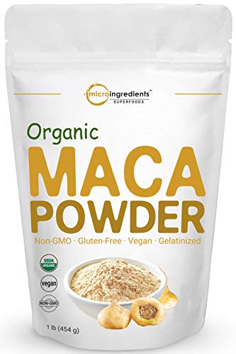 Book Cover Pure Organic Maca Powder, 1 Pound, Gelatinized for Better Absorption, Rich in Antioxidants, Powerfully Help Energy, Libido, Stamina, Endurance, Strength and Immune System, No GMOs and Vegan Friendly