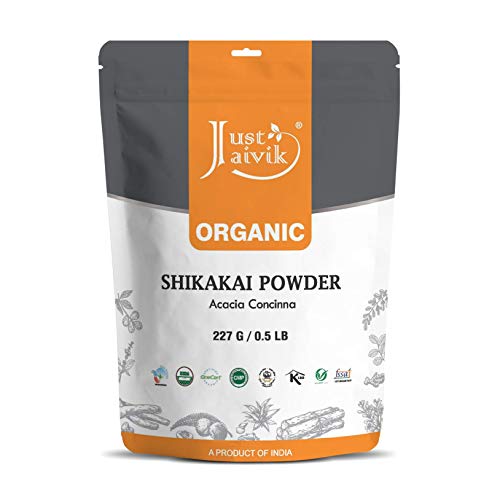 Book Cover Just Jaivik 100% Organic Shikakai Powder - Certified Organic by OneCert Asia, 227 gms / 1/2 LB Pound / 08 Oz - Acacia Concina - (AN USDA Organic Herb)