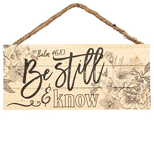 Book Cover P. Graham Dunn Be Still and Know Floral Sketch Design 5 x 10 Wood Plank Design Hanging Sign