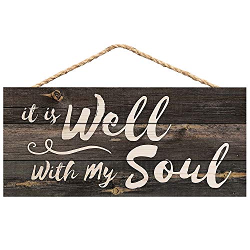Book Cover It is Well with My Soul Rustic 5 x 10 Wood Plank Design Hanging Sign