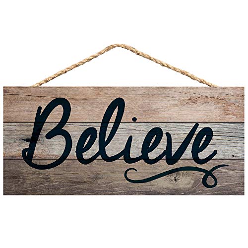 Book Cover P. Graham Dunn Believe Weathered Look 5 x 10 Wood Plank Design Hanging Sign