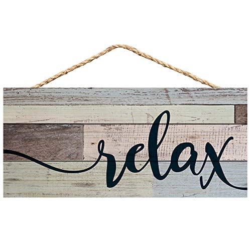 Book Cover P. Graham Dunn Relax Weathered Look 5 x 10 Wood Plank Design Hanging Sign