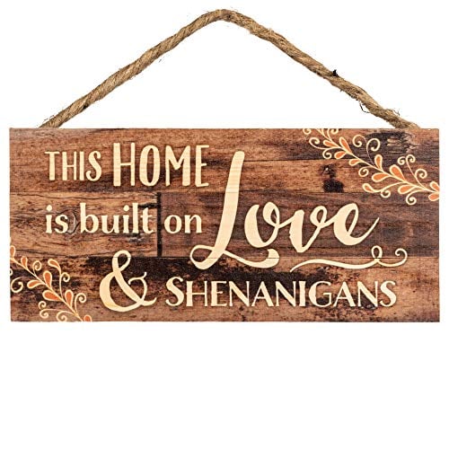 Book Cover P. Graham Dunn This Home is Built on Love Distressed Look 5 x 10 Wood Plank Design Hanging Sign