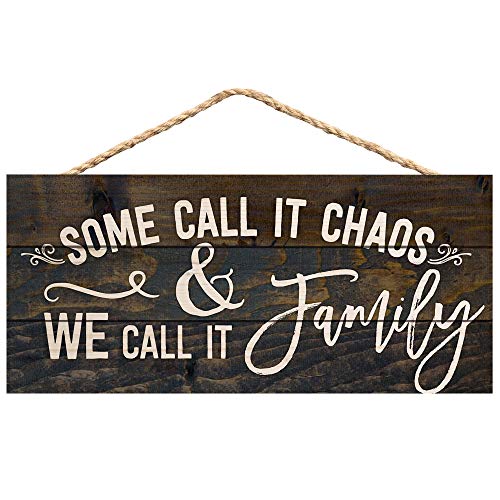 Book Cover Some Call it Chaos We Call it Family 5 x 10 Wood Plank Design Hanging Sign