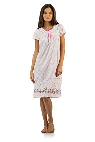 Book Cover Casual Nights Women's Fancy Lace Flower Short Sleeve Nightgown