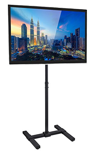Book Cover Portable TV Stand Floor Standing - Fits 27 30 32 35 37 40 and 42 inch Televisions, Height Adjustable Telescoping Pole for Indoor and Outdoor Use, VESA 100 and 200, 44 Lbs