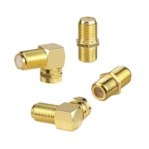 Book Cover VCE 4-Pack Gold Plated F-Type Coaxial RG6 Connector & Right Angle F-Type Coaxial RG6 Adapter Cable Extension Adapter Connects Two Coaxial Video Cables