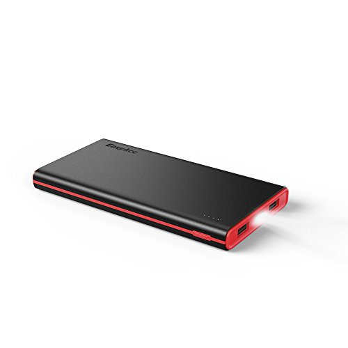 Book Cover EasyAcc 3rd Gen 10000mAh Power Bank Brilliant External Battery Pack (3.1A Smart Output) Classic Portable Charger for iPhone Samsung Smartphones Tablets - Black and Red
