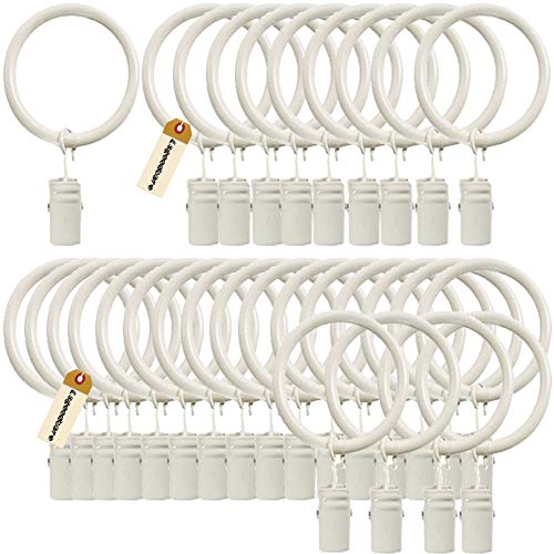 Book Cover Lsgoodcare Set of 30 Decorative Metal Drapery Curtain Rings with Clips-1 Inch Interior Diameter, White Clip Rings for Curtain(Premium Iron Material)