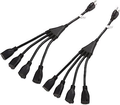 Book Cover Cable Matters 2-Pack 4 Outlet Power Splitter Cord (Power Cord Splitter) 1.5 Feet