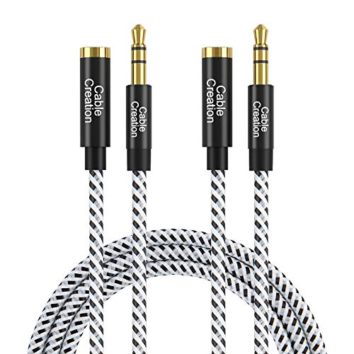 Book Cover 3.5mm Headphone Extension Cable, CableCreation 3.5mm Male to Female Stereo Audio Extension Cable Adapter with Gold Plated Connector, [2-Pack] 6 Feet