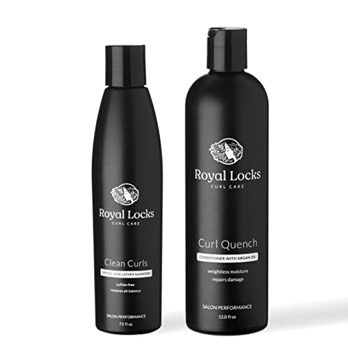 Book Cover Royal Locks Curl Cleansing Set - Curly Hair Shampoo and Conditioner Set, Weightless Moisture, Frizz Control, Gentle pH Balancing with Argan Oil for Curly and Wavy Hair, Sulfate & Paraben Free (8oz & 12.5oz) (Pack of 2)