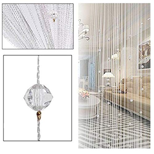 Book Cover Eve Split Decorative Door String Curtain Beads Wall Panel Fringe Window Divider Blind for Wedding Coffee House Restaurant Parts Crystal Tassel Screen Home Decoration(white)