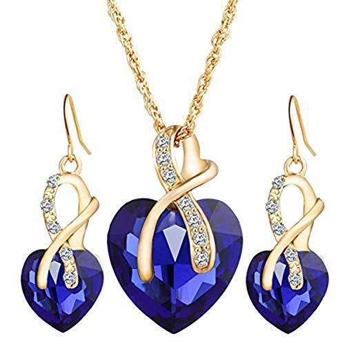 Book Cover weel Gift! Gold Plated Jewelry Sets For Women Crystal Heart Necklace Earrings Jewellery Set Bridal Wedding Accessories