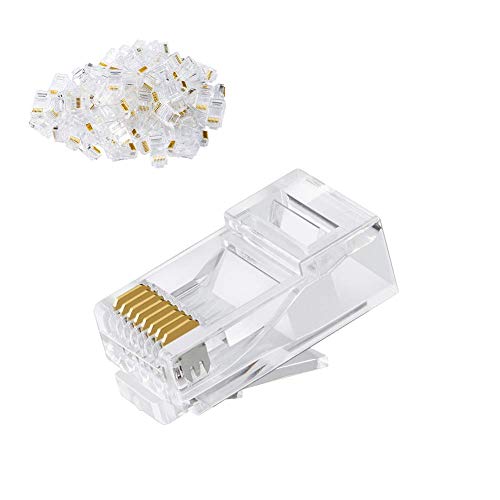 Book Cover Cat6 RJ45 Ends, CableCreation 50-Pack Cat6 Connector, Cat6a / Cat5e RJ45 Connector, Ethernet Cable Crimp Connectors UTP Network Plug for Solid Wire and Standard Cable, Transparent