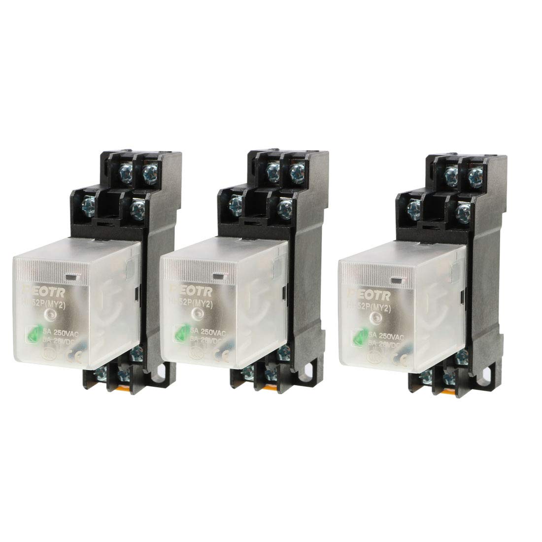 Book Cover uxcell 3Pcs HH52P DC 24V Coil Voltage 8Pin DPDT Power Electromagnetic Relay w Socket