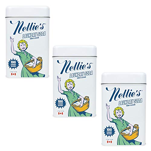 Book Cover Nellies All Natural Powder Laundry Detergent Soda, 100 Load Tin 3 Pack Non Toxic, Biodegradable, Hypoallergenic, Vegan, Leaping Bunny Certified