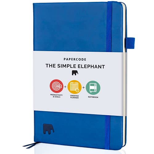Book Cover Papercode Daily Planner 2021-2022 - Simple Elephant Undated Daily, Weekly, and Monthly Calendar Planner for Productivity & Goal Setting, Blue
