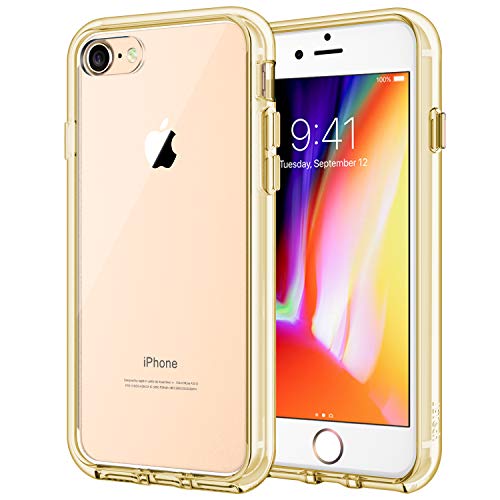 Book Cover JETech Case for iPhone SE 3/2 (2022/2020 Edition), iPhone 8 and iPhone 7, 4.7-Inch, Shockproof Bumper Cover, Anti-Scratch Clear Back (Gold)