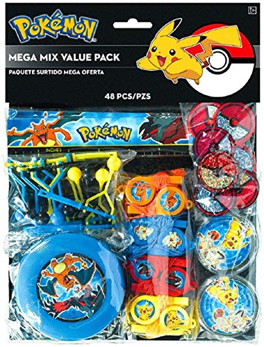 Book Cover Available! 48 Piece Pokemon Pikachu and Friends Birthday Party Favor Mega Mix Value Pack