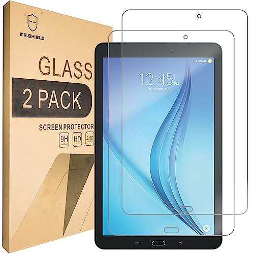 Book Cover [2-PACK]-Mr.Shield Designed For Samsung Galaxy Tab E 8.0 [Tempered Glass] Screen Protector [0.3mm Ultra Thin 9H Hardness 2.5D Round Edge] with Lifetime Replacement