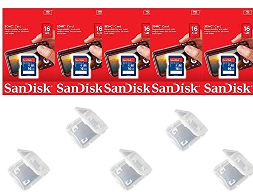 Book Cover Lot of 5 SanDisk 16GB SD SDHC Class 4 Flash Memory Camera Card SDSDB-016G-B35 Pack + (5 Jewel Cases)