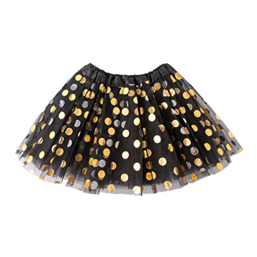 Book Cover Jastore® Baby Girls' Polka Dot Tutu Glitter Ballet Triple Layer Tulle Dance Skirt