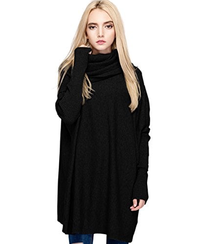 Book Cover Women's Oversized Pullover Sweater Loose Cowl Neck Long Sleeve Knit Top