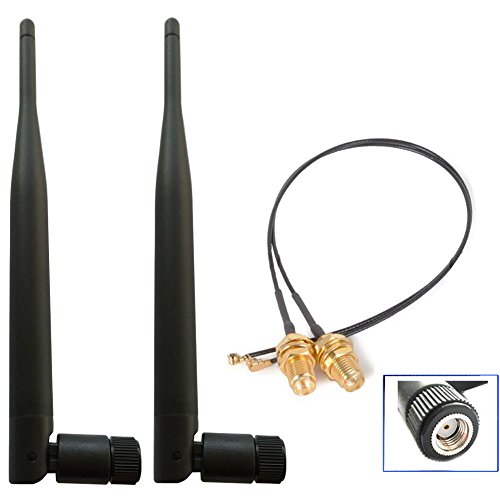 Book Cover DANUC 2 x 6dBi 2.4GHz 5GHz Dual Band WiFi RP-SMA Antenna + 2 x 20cm U.fl/IPEX Cable for Wireless Routers Mini PCIe Cards Network Extension Bulkhead Pigtail PCI WiFi WAN Repeater