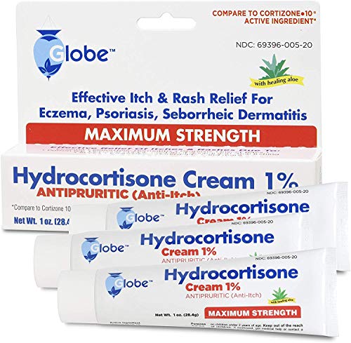 Book Cover Hydrocortisone Maximum Strength Cream 1% with Aloe, USP 1oz (Compare to Cortizone-10) (3-Pack) (Total 3 Ounces)