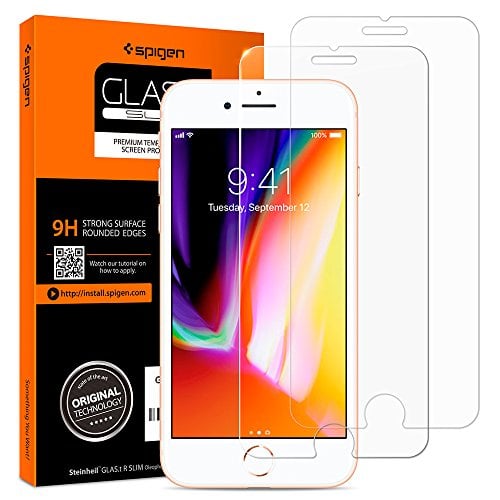 Book Cover Spigen Tempered Glass iPhone 7 Screen Protector [ Case Friendly ] [ 9H Hardness ] for iPhone 7 (2 Pack)