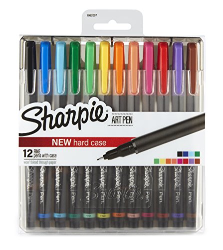 Book Cover SHARPIE Art Pens, Fine Point, Assorted Colors, Hard Case, 12 Pack (1982057)
