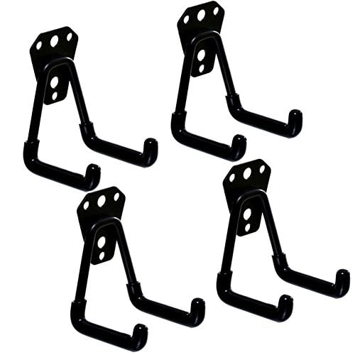 Book Cover Roos Wall Hung Double Hook Storage Hook Garage Space Saver Hanger Rack Pack of 4(Small Hook)