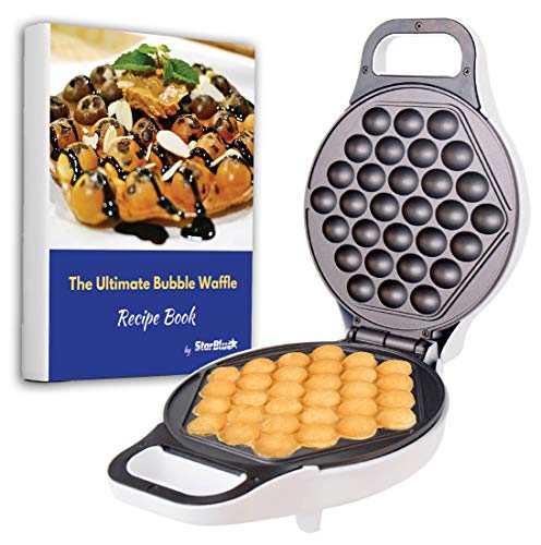 Book Cover Hong Kong Egg Waffle Maker by StarBlue with BONUS recipe e-book - Make Hong Kong Style Bubble Egg Waffle in 5 minutes AC 120V, 60Hz 760W