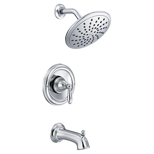 Book Cover Moen T2253EP Brantford Posi-Temp Tub and Shower Trim Kit with 8-Inch Eco-Performance Rainshower, Valve Required, Chrome