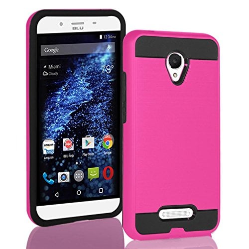 Book Cover BLU Studio X8 HD case, {NFW} Tough Hybrid + Dual Layer Shockproof Drop Protection Metallic Brushed Case Cover for Studio X8 HD (S530) (VGC Pink)