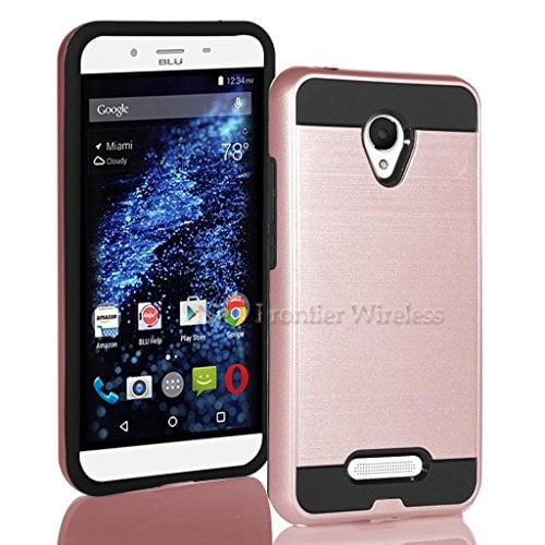 Book Cover BLU Studio X8 HD case, {NFW} Tough Hybrid + Dual Layer Shockproof Drop Protection Metallic Brushed Case Cover for Studio X8 HD (S530) (VGC RoseGold)