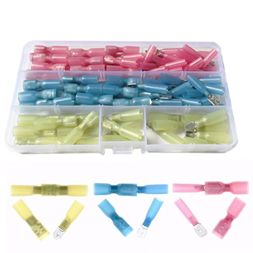 Book Cover Fotag 100 PCS Waterproof Heat Shrink Fully-Insulated Female Male Spade Terminals Electrical Wire Crimp Connectors Kit